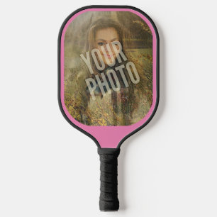Raquette De Pickleball Your Photo Rounded Pink Border Pickleball Paddle