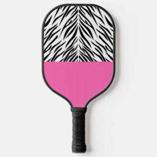 Raquette De Pickleball Zèbre noir et blanc et rose chaud