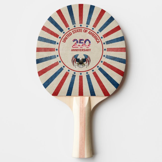 Raquette De Ping Pong 250e anniversaire, États-Unis d'Amérique, 4e (Devant)