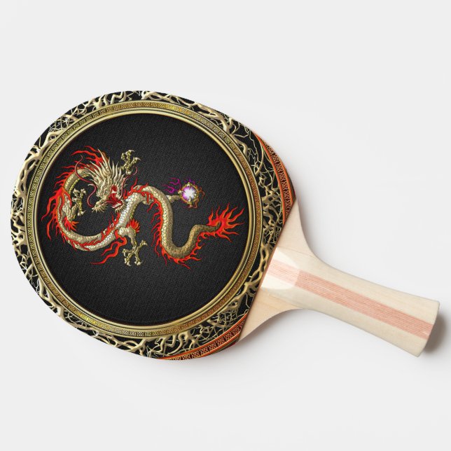 Raquette De Ping Pong [310] Dragon chinois d'or Fucanglong (Côté)