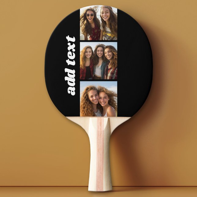 Raquette De Ping Pong 3 Photos tendance et Nom de Chunky - Noir (Custom Pink Pong Paddle)