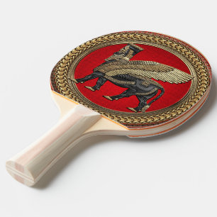 Raquette De Ping Pong [400] Assyrian Winged Bull : Gold and Black Lamass