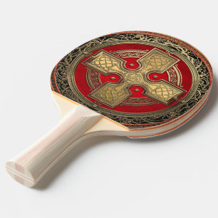 Raquette De Ping Pong [400] Croix du noeud d'or sacré celtique antique