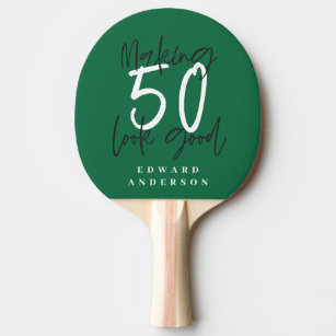 Raquette De Ping Pong 50e anniversaire initiales cadeaux personnalisés
