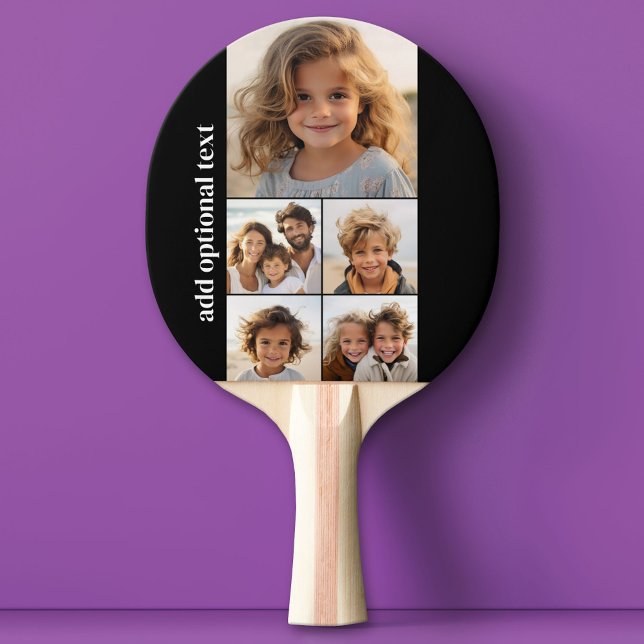 Raquette De Ping Pong 5 Photo Collage - sur arrière - plan noir (Custom Pink Pong Paddle)