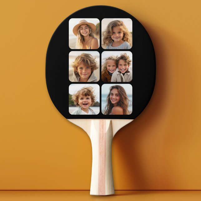 Raquette De Ping Pong 6 Collage photo avec angles arrondis sur noir (Custom Pink Pong Paddle)