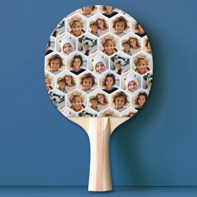 Raquette De Ping Pong 6 Photo Collage nid d'abeille motif - BE PATIENT (Custom Pink Pong Paddle)