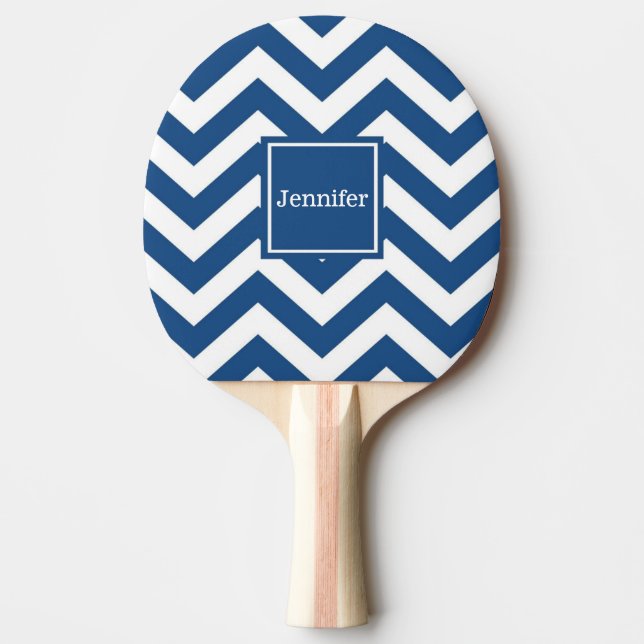 Raquette de ping pong à chevron bleu personnalisée (Devant)