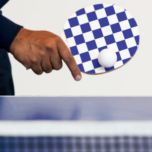 Raquette De Ping Pong à damiers bleu et blanc