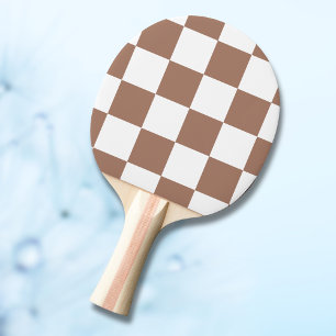Raquette De Ping Pong à damiers Motif en Blanc et Mocha Mousse