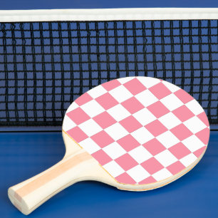 Raquette De Ping Pong À damiers rose et blanc