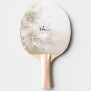 Raquette de ping pong à fleurs blanches ivoire
