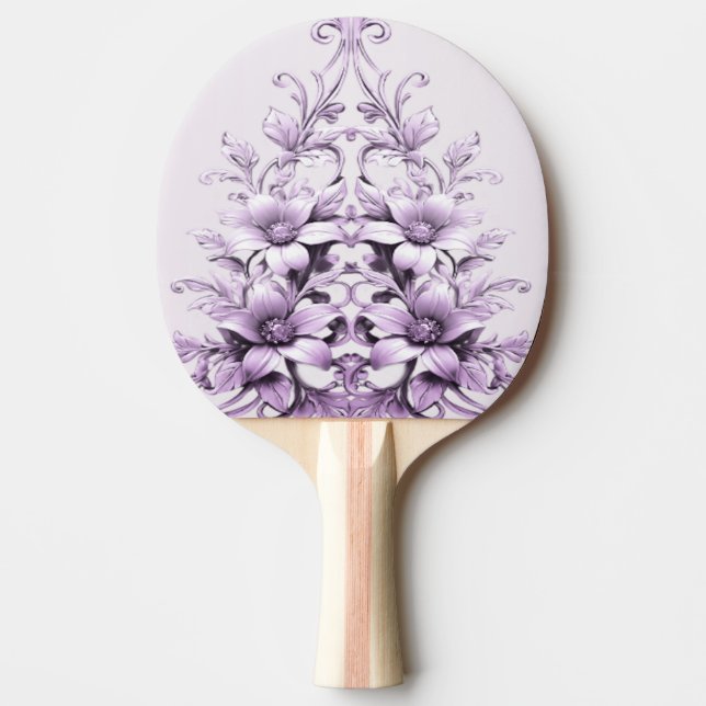 Raquette de ping pong à fleurs violettes élégantes (Devant)