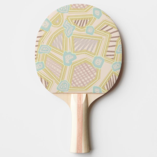 Raquette de Ping Pong à Motif Géométrique Abstrait (Devant)