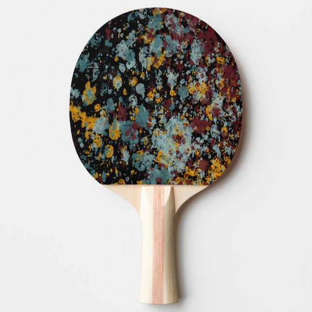 Raquette De Ping Pong Abstract Graffiti Splatter Painting Art On Black (Devant)