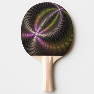 Raquette De Ping Pong Abstrait brillant Trippy coloré 3D Fractal Art