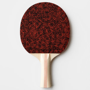 Raquette De Ping Pong Abstrait Contemporain Noir Hachures Sur Rouille Ro