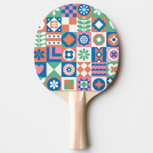 Raquette De Ping Pong Abstrait Floral Scandinavian Folk Motif