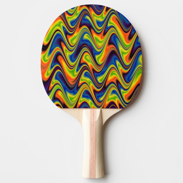 Raquette De Ping Pong Abstrait multicolore ondulé (Devant)