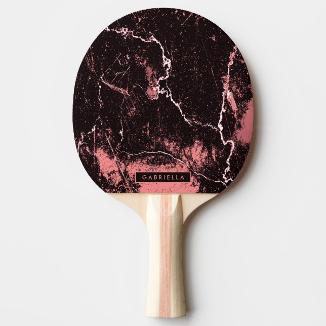 Raquette De Ping Pong Abstrait noir et rose (Devant)
