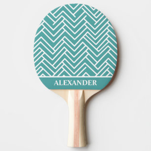 Raquette De Ping Pong Abstrait Turquoise et blanc personnalisé