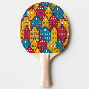 Raquette De Ping Pong Abstrait urbain : motif urbain vintage