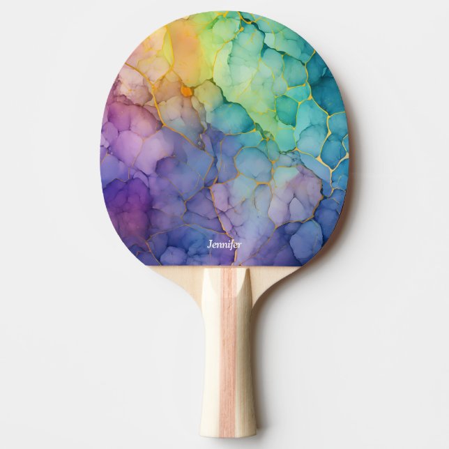 Raquette de ping pong abstraite jolie avec nom (Devant)