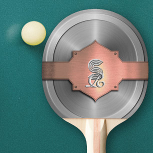 Raquette De Ping Pong Acier trompe l’œil Or Rose Métallisé Monogramme