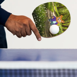 Raquette De Ping Pong Adorable élève de chien de dessin animé en costume