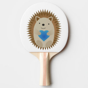 Raquette De Ping Pong Adorable Hérisson embrassant un Coeur Bleu