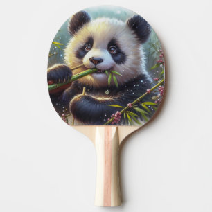 Raquette De Ping Pong Adorable Ours De Panda Mangeant Bambou