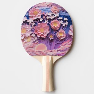 Raquette De Ping Pong Adorable Pink Purple Pastel Floral Cutout Motif