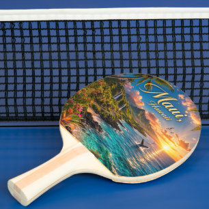 Raquette De Ping Pong Affiche de voyage de la côte tropicale de Maui Haw