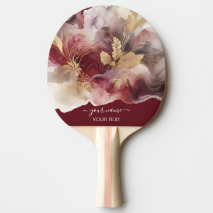 Raquette De Ping Pong Agate floral de Parties scintillant de Bourgogne e