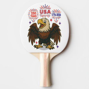 Raquette De Ping Pong Aigle chauve avec feux d'artifice – États-Unis 250