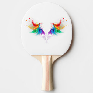 Raquette De Ping Pong Ailes fluffy arc-en-ciel