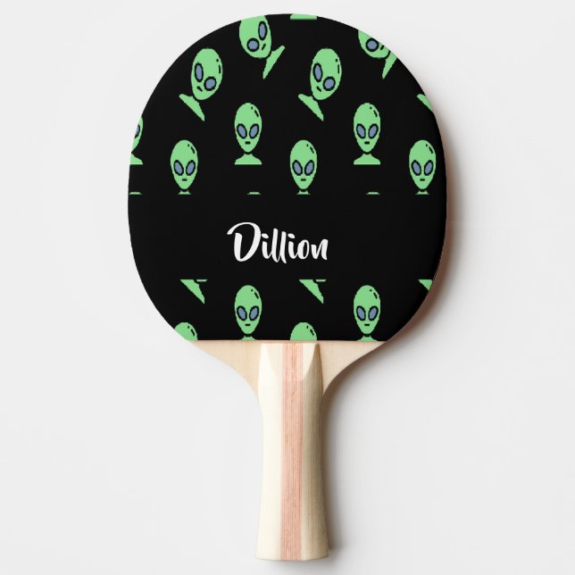 Raquette De Ping Pong Aliens verts en noir (Devant)