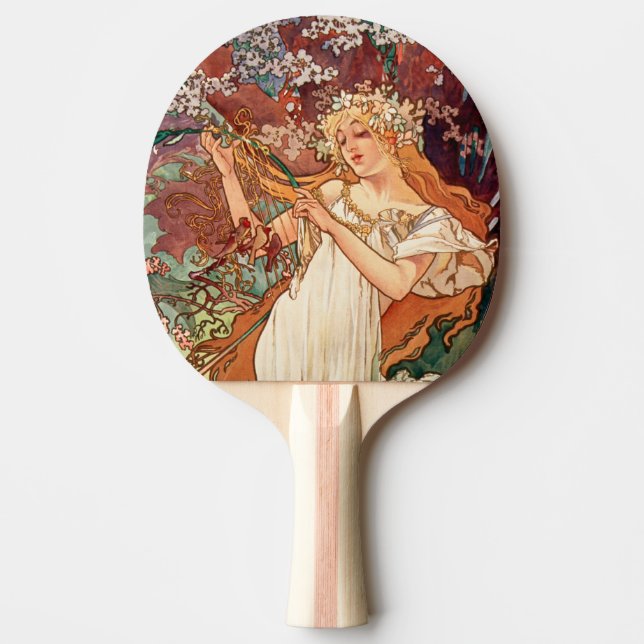 Raquette De Ping Pong Alphonse Mucha, Les Saisons (1896) Printemps (Devant)