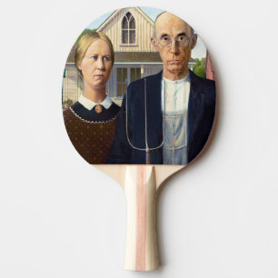 Raquette De Ping Pong American gothique classique peinture Grant Wood