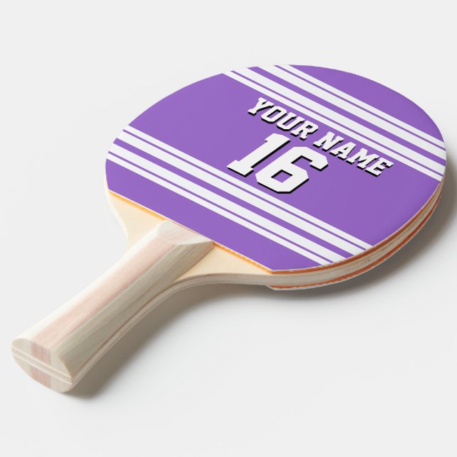 Raquette De Ping Pong Amethyst Purple Wht Team Jersey Numéro personnalis (Devant Angle)