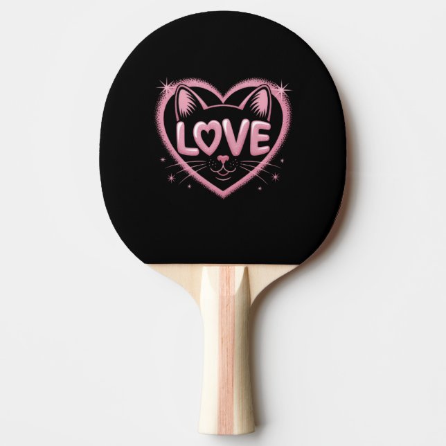 Raquette De Ping Pong Amour de chat étincelant (Devant)