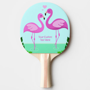 Raquette De Ping Pong Amour du Flamant rose de texte personnalisé