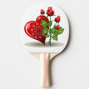 Raquette De Ping Pong amour, rouge, coeur, rose, Saint Valentin, roses r