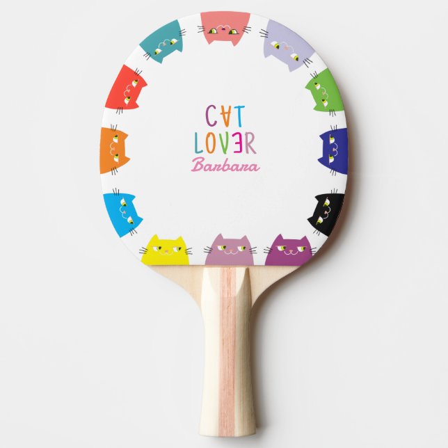 Raquette De Ping Pong Amoureux des chats Cute Kawaii (Devant)