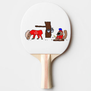 Raquette De Ping Pong Amusante orignal et castor du Canada avec sirop d'