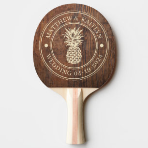 Raquette De Ping Pong Ananas de mariage en bois de noyer sombre