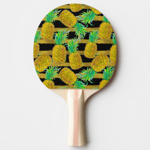 Raquette De Ping Pong Ananas d'or sur des rayures