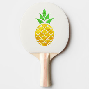 Raquette De Ping Pong Ananas Géométrique En Or Foil D'Été Personnalisé.