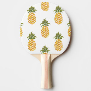 Raquette De Ping Pong Ananas peint à la main, arrière - plan aquarelle.