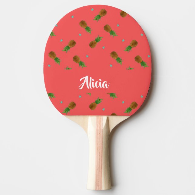 Raquette De Ping Pong Ananas sur rose (Devant)